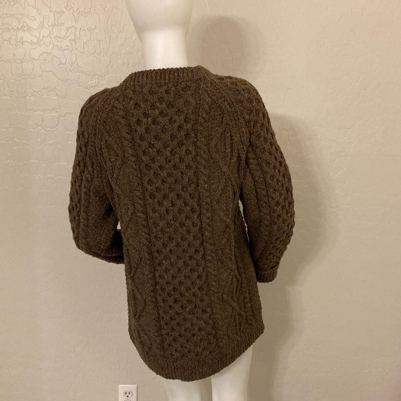 Vintage Sheila Handknits 100% Irish Wool Brown Fisherman’s Sweater Large - Picture 8 of 9